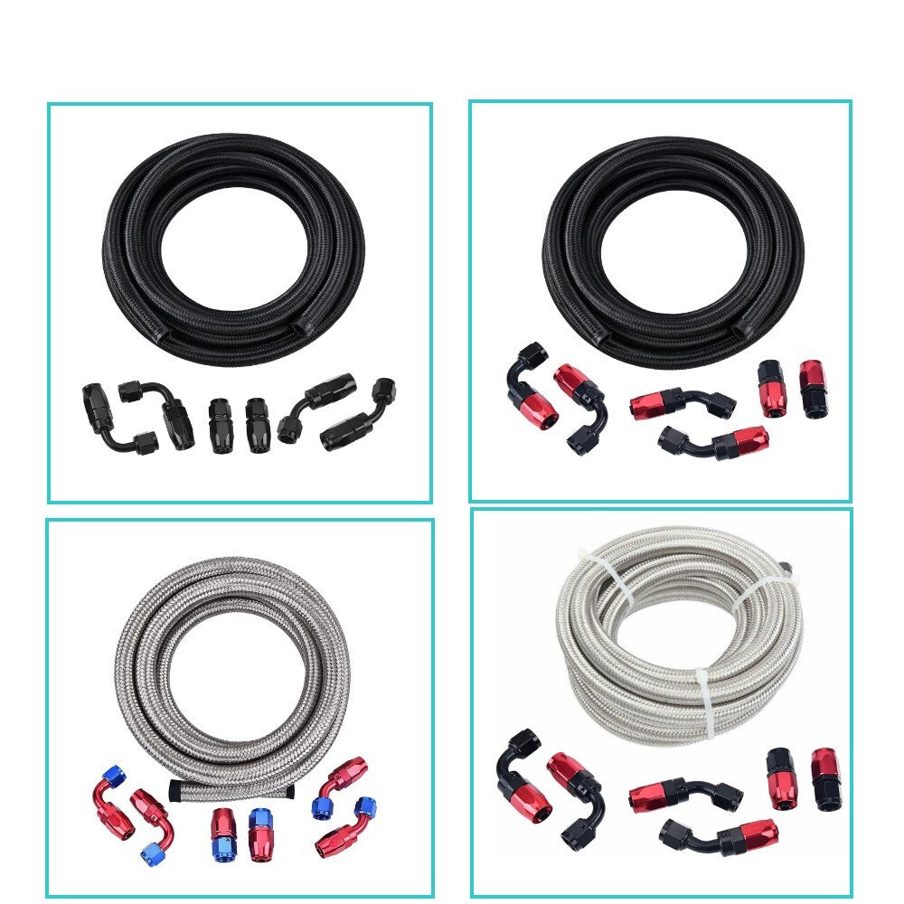 10AN/8AN/6AN/4AN Accessories Stainless Steel Braided Oil Fuel Hose Line 5'