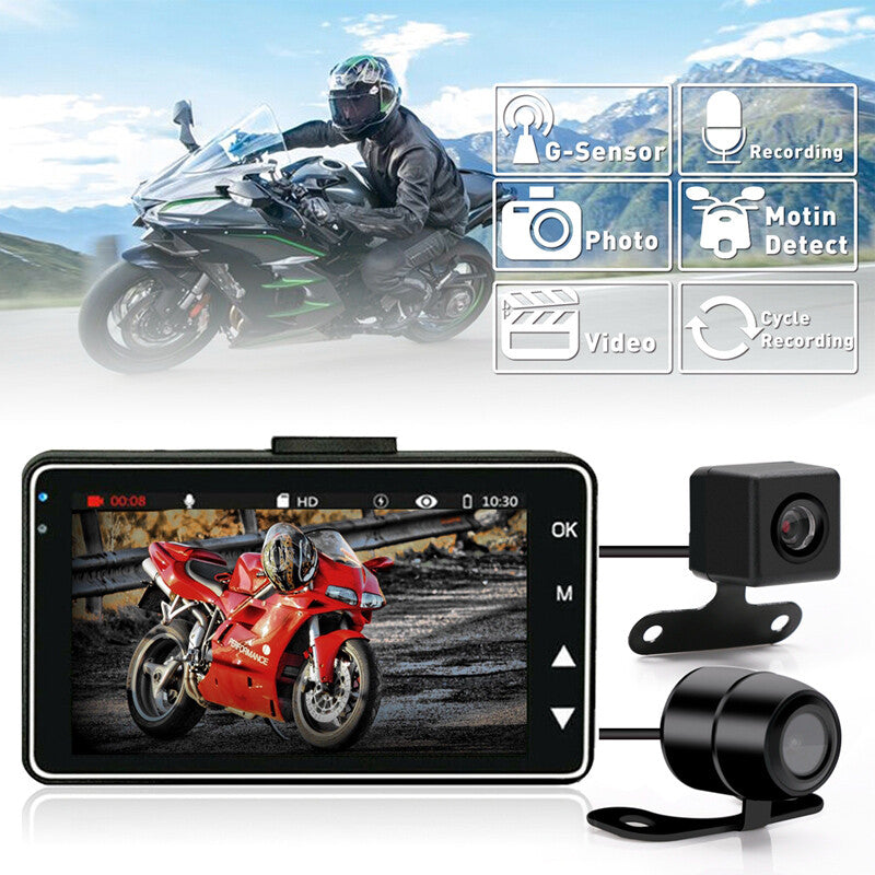 Motorcycle/Skateboard DVR Front + Rear Camera Dashcam with G Sensor - n