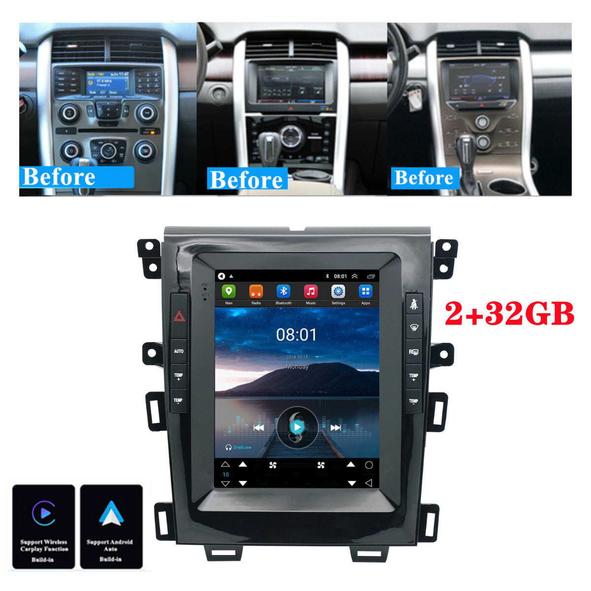 9.7 2+32GB Android Radio Stereo Navigation WIFI for Ford Edge 2010-2015 Carplay