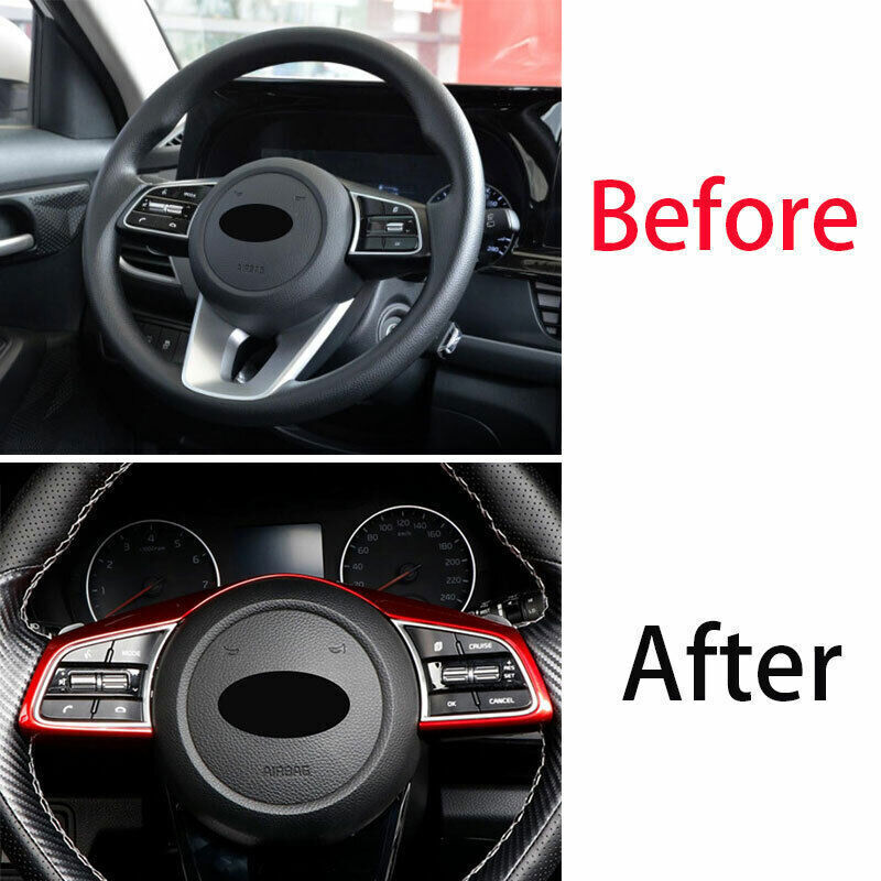 Inner Steering Wheel Button Frame Cover Trim for Kia Seltos 2020-2022 Bright Red