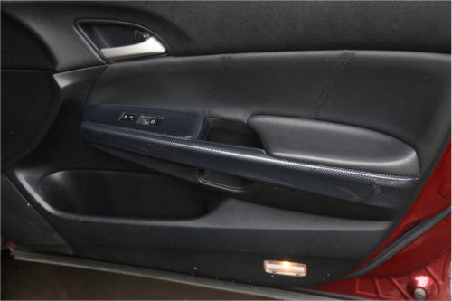for Honda Accord 2008-13 Carbon Fiber Look Interior Door Panel Cover Decor Trim