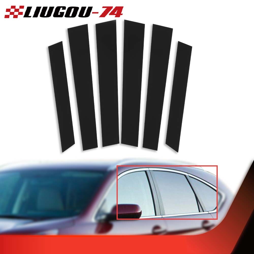 Suitable for 2007-2011 for Honda CRV 4dr black 6-piece window pillar cover door decoration- v