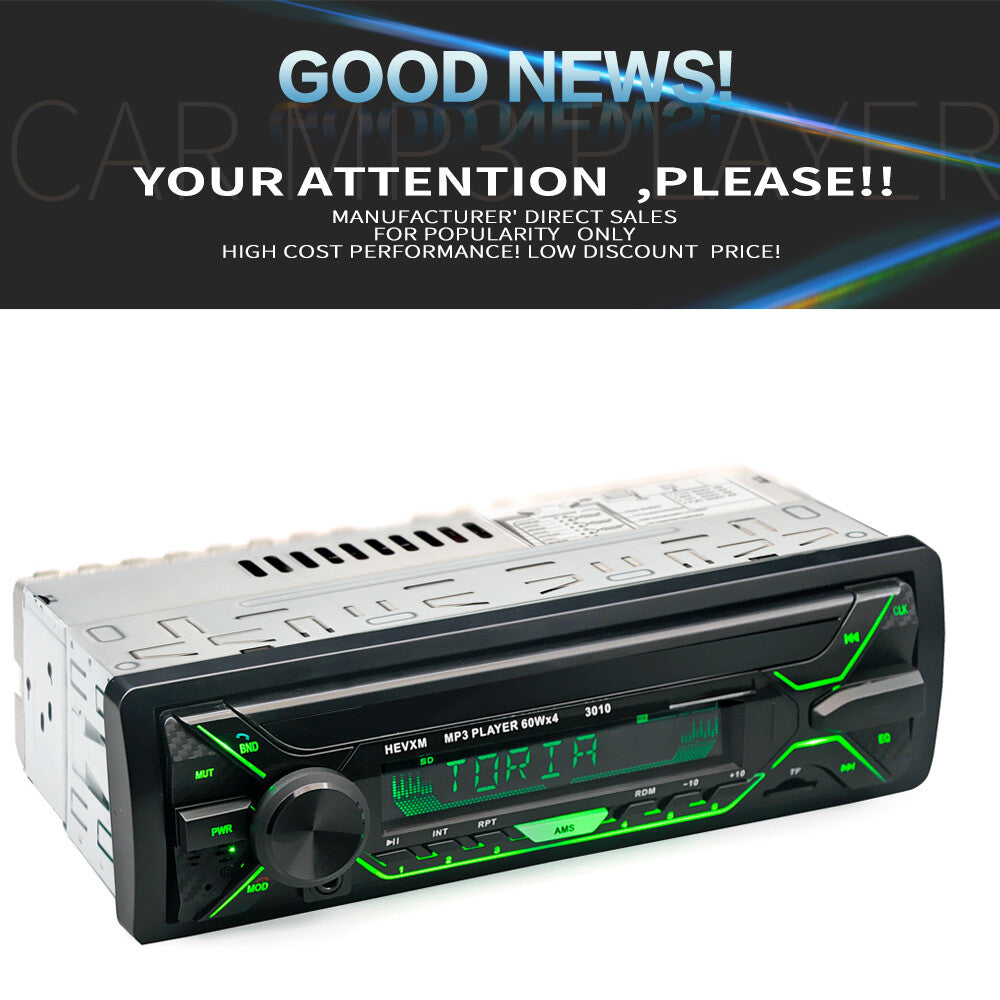 7 LED Color Single DIN Bluetooth Car Stereo Radio Audio MP3 Player USB FM AUX n