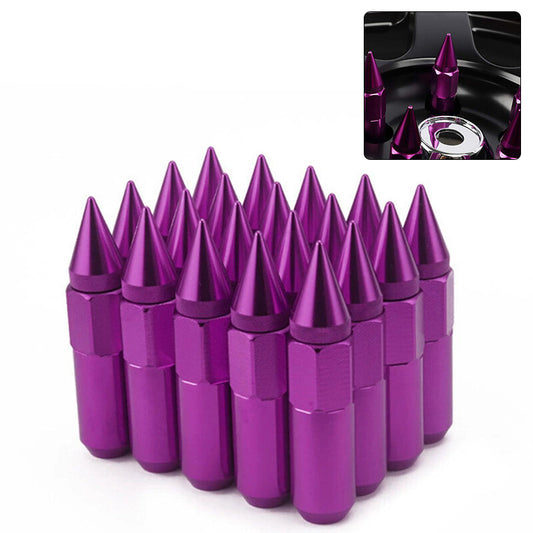 20Pcs M12X1.5 Spiked Nuts for Rims Aluminum Extended Lug Nuts 60MM Purple