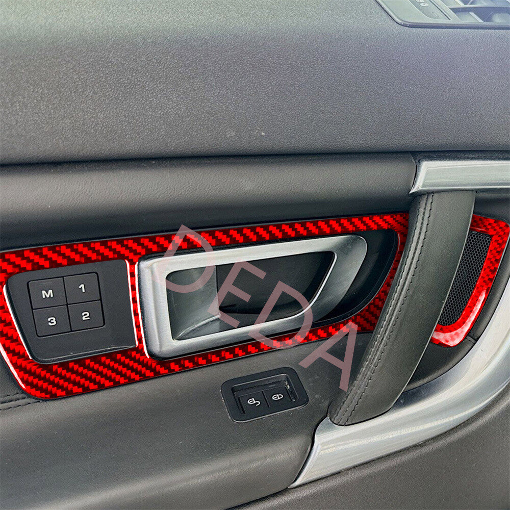 Red Carbon Inner Front Door Handle Trim for Land Rover Discovery Sport 2015-2019