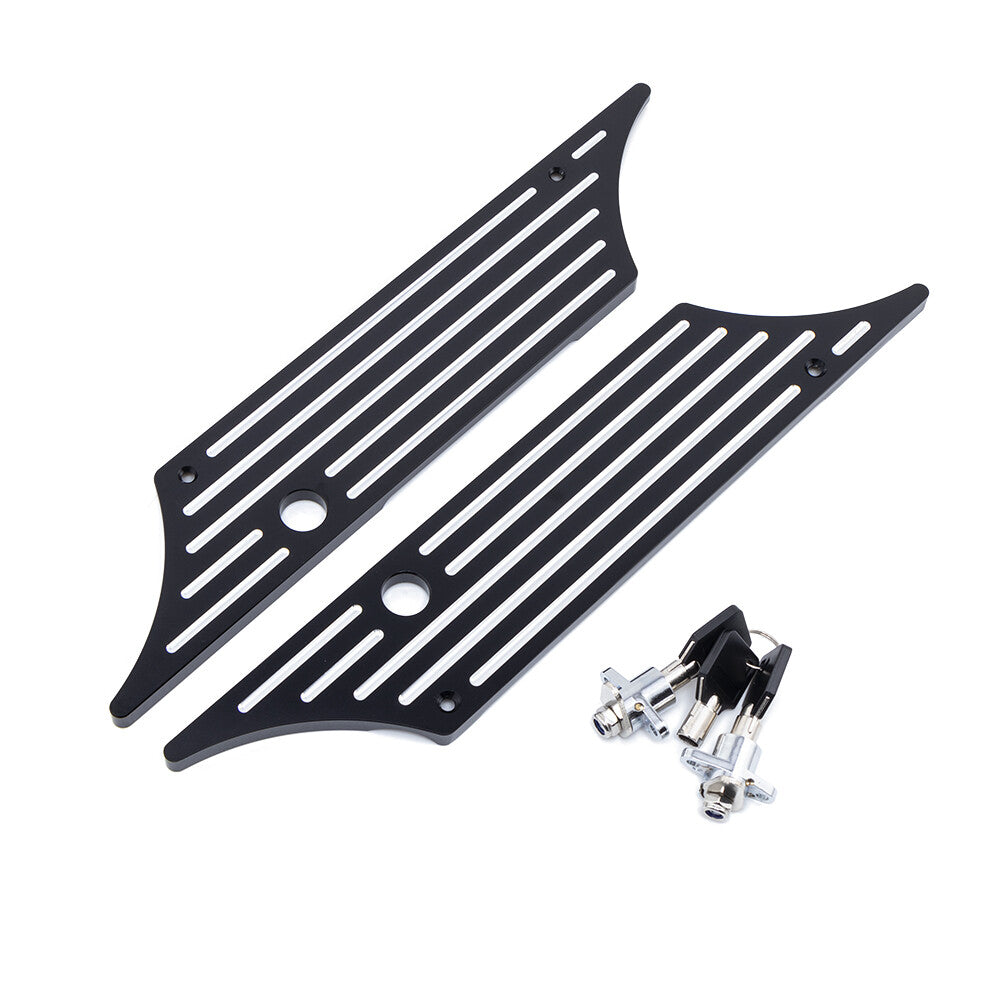 Locks Key Set Black Billet Saddlebag Latch Cover for Harley Electra Street Glide Q