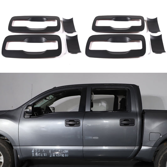 Matte black exterior door handle cup cover for 16-23 for Nissan Titan Crew Cab 4DR