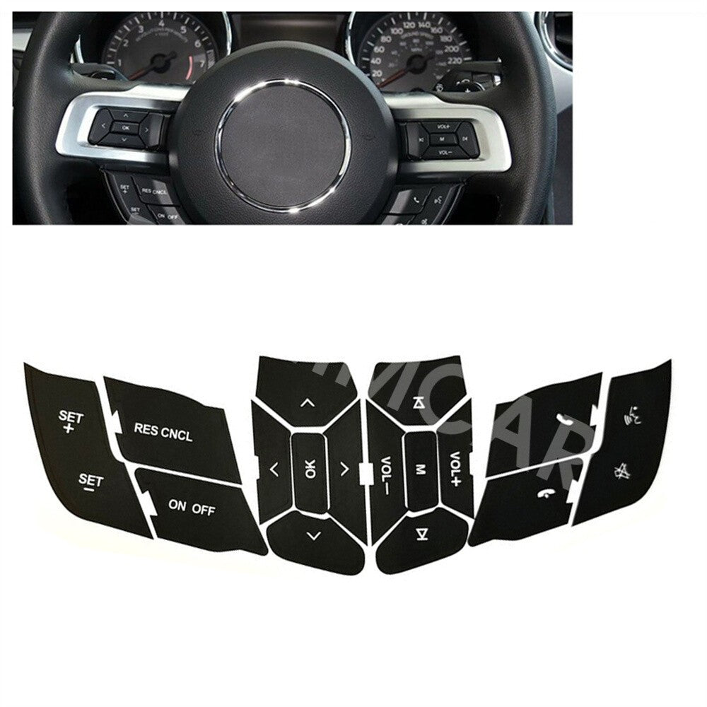 Car Steering Wheel Switch Control Button Decals Fit for FORD for MUSTANG 2015-2018 Q
