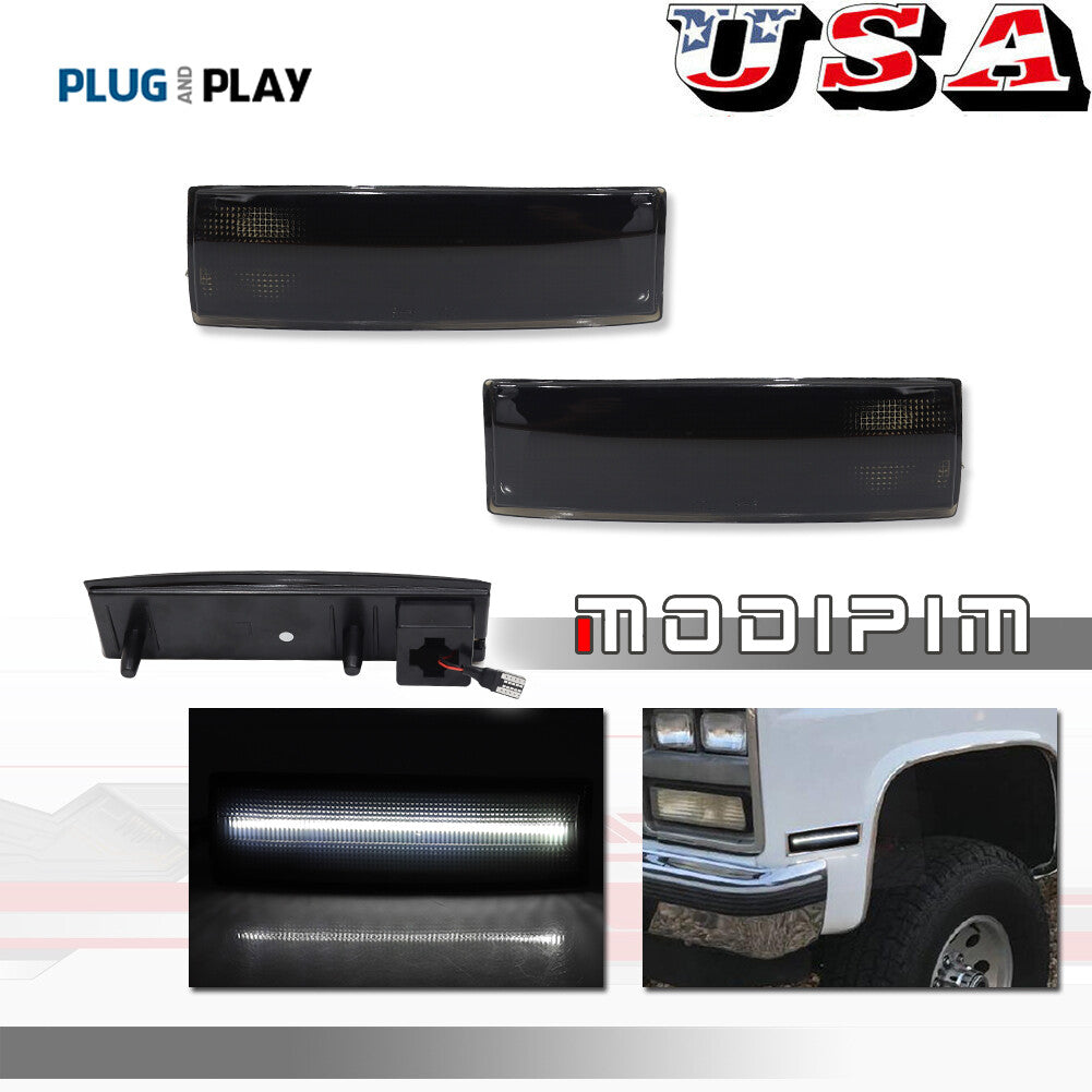 Smoke White Side Marker Corner Lights Left and Right Pair Suitable for for GMC for Oldsmobile - v