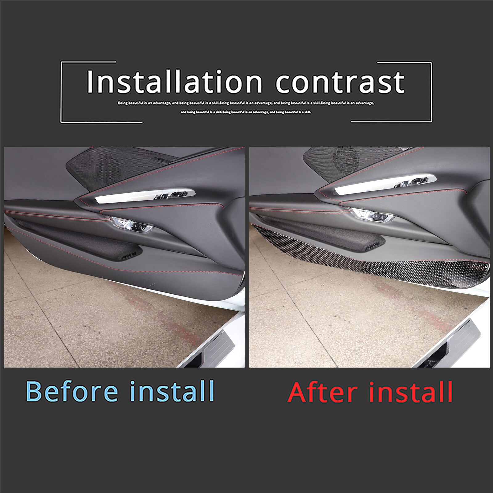 carbon fiber door kick guards for Corvette C8 2020 - 2024 . n