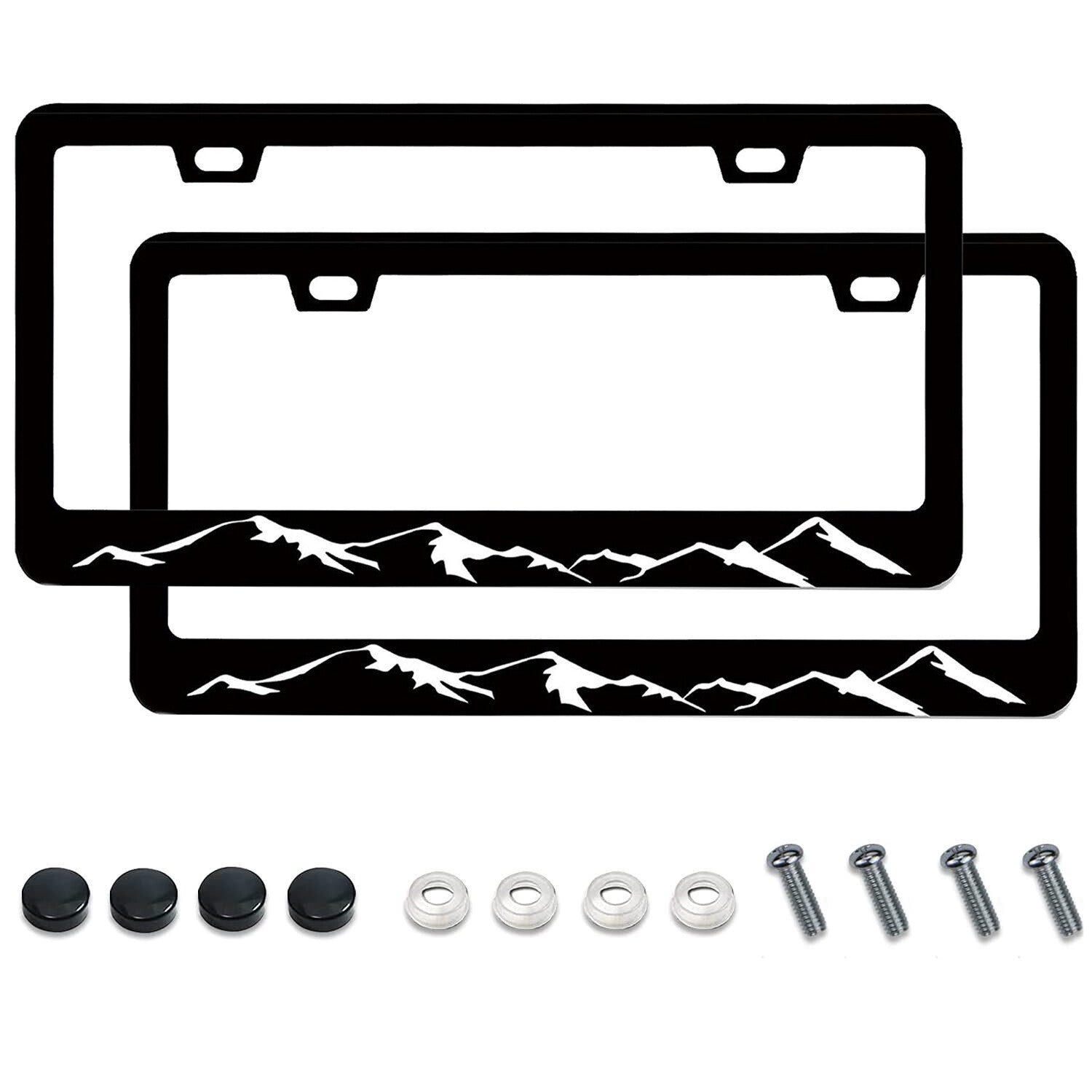 2-Pack Metal License Plate Frame Protective Covers for Titan Mountain Raised Black Cars n