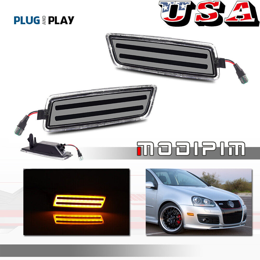 Amber LED Clear Front Side Marker Light for for VW MK5 for Golf /GTI for Jetta etc - v