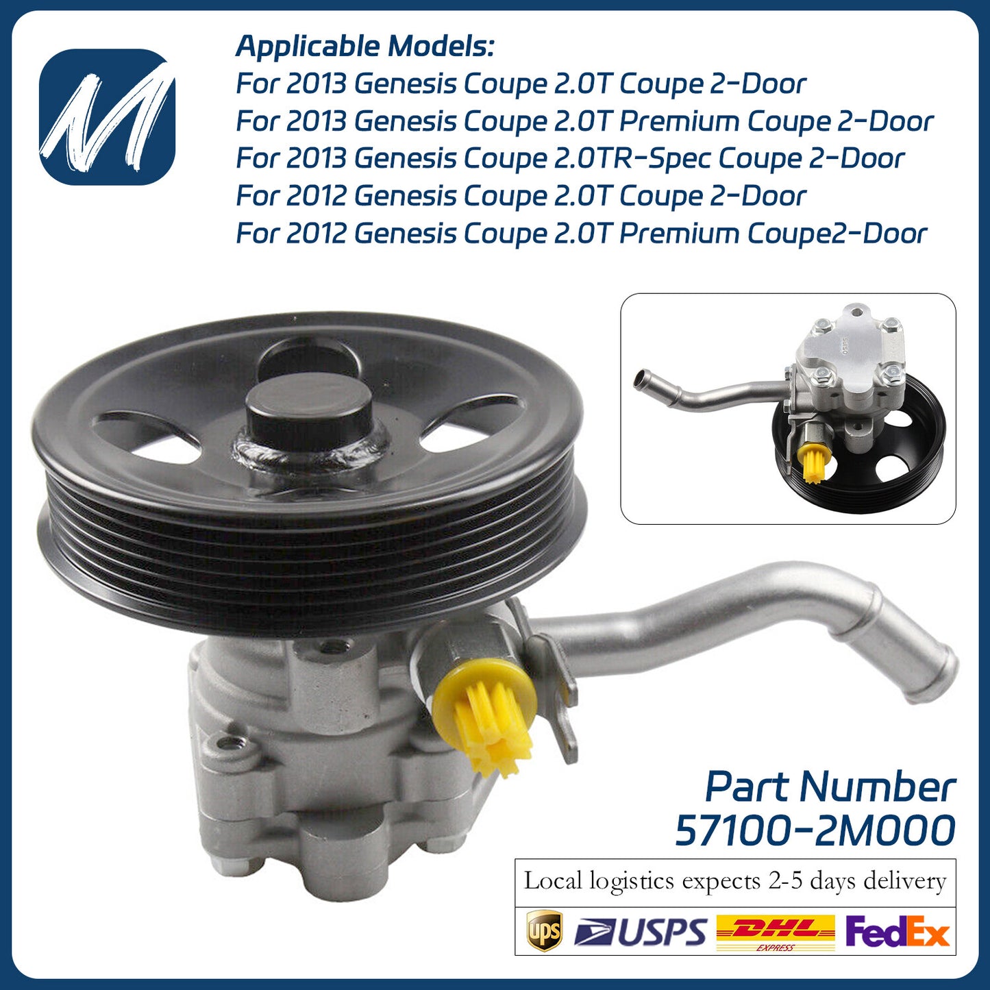 Power steering pump suitable for Hyundai for Genesis Coupe 2.0L 2010-2014 57100-2M000 Q