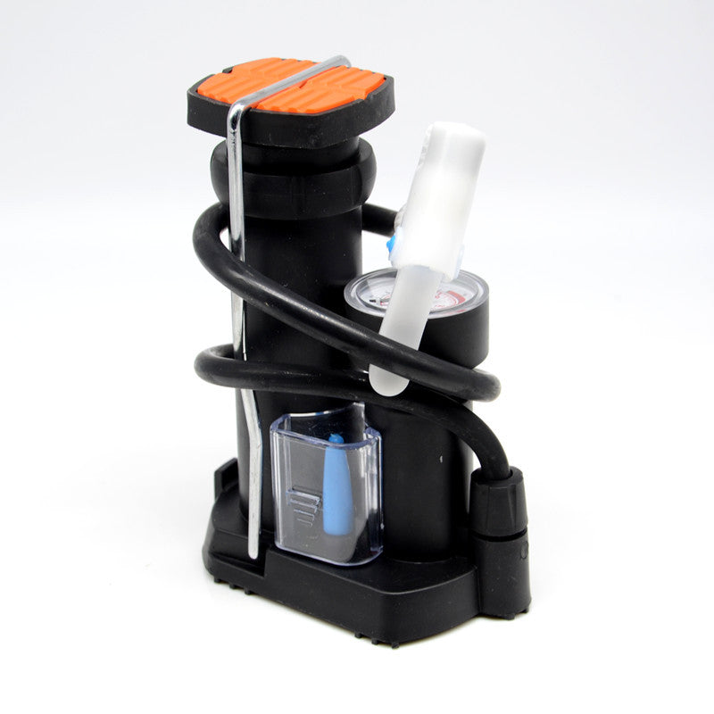 Motorcycle Wheel Tyre Tire Portable Foot Pedal Inflator Tool Air Pump With Gauge