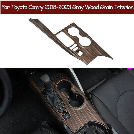 for Toyota for Camry 2018-2023 Wood Grain ABS Center Console Gear Shift Cover Trim