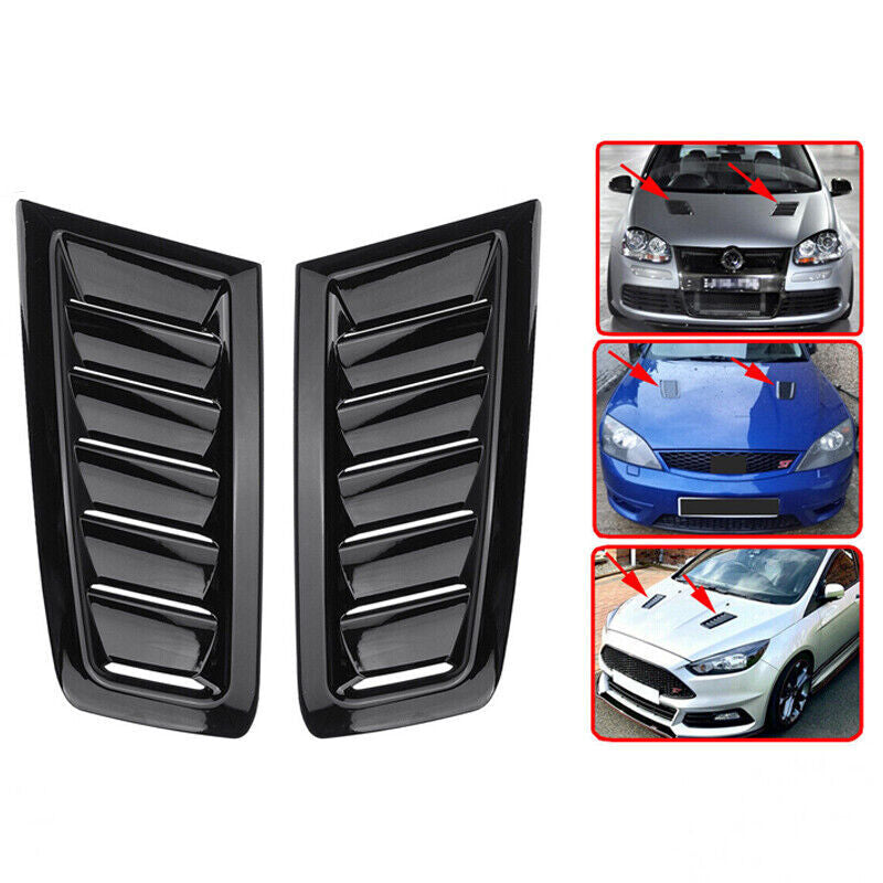 Bonnet Vent Cover Louvers Cooling Car Hood Vent Scoop Air Flow Intake Black v