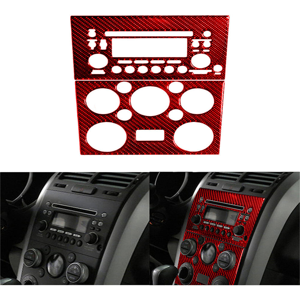 Red Carbon Fiber Central CD Control Panel Trim for Cruze 2009-2015 v