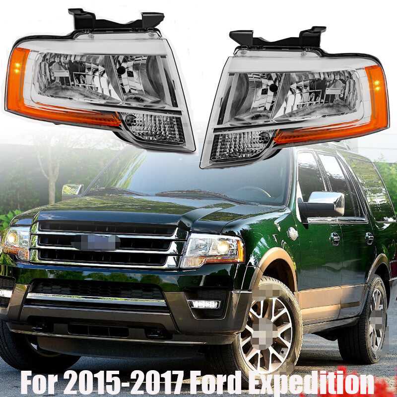 Right Left Side Chrome Headlight For 2015-2017 Expedition 15-17 Headlight n