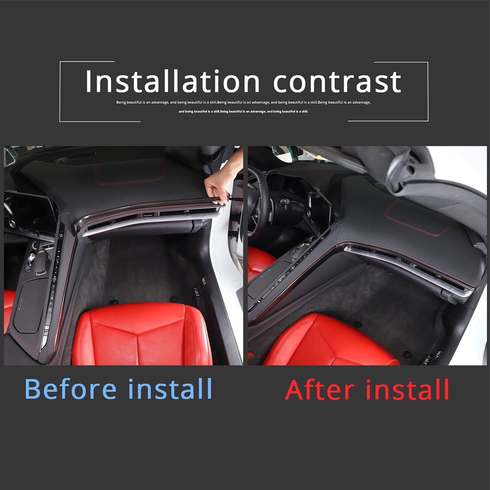 4-Piece Air Conditioning Switch CD Button Knife Cover Trim for Corvette C7 2014-2019- v
