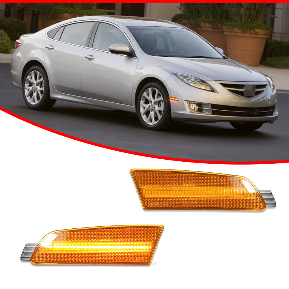 Amber lens, yellow LED light, front marker light pair suitable for 2009-2013 for Mazda 6- v