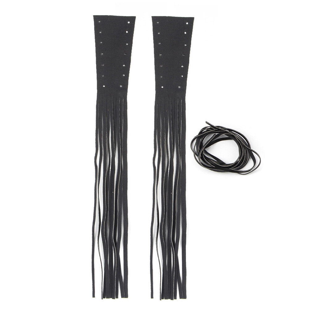 2-Piece Polyurethane Synthetic Leather Motorcycle Brake Lever Cover Rider Clutch Striped Long Tassel - n