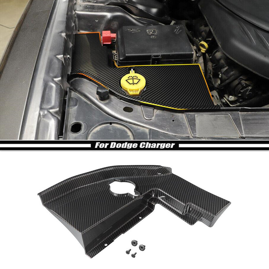 For 11-23 for Dodge Charger Carbon Windshield Washer Tank Engine Bay Side Panel Trim v