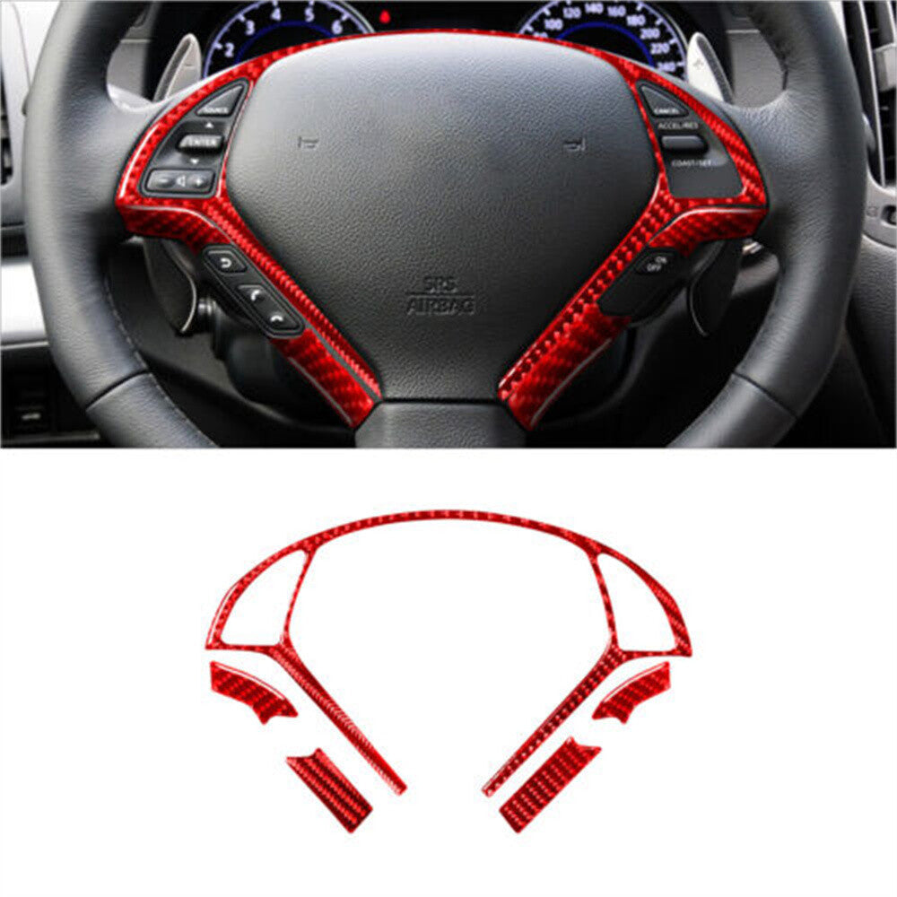 16Pcs Red Carbon Fiber Interior Full Set Trim Kit for Infiniti G37 Sedan 2010-13