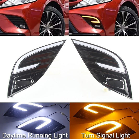 for Toyota for Camry SE XSE 2018-2020 LED Fog Lights Bumper Lamps with DRL and Bulbs Q