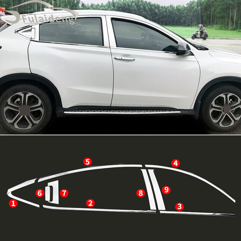 for Honda Vezel HR-V 2016-2022 Chrome Window Sills+Pillar Posts Cover Trim 18Pcs