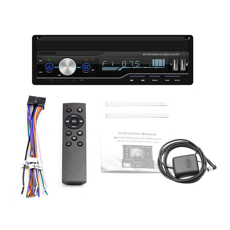 1Din Practical 7Touch Screen 12V Bluetooth GPS Flip Car Stereo Radio MP5 Player v