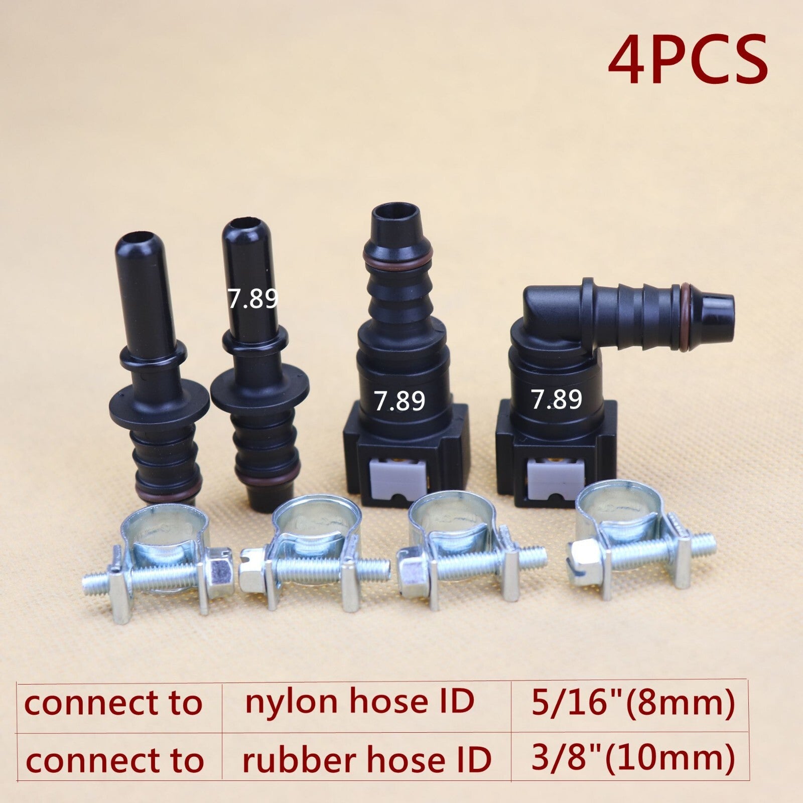 new 2-pair nylon fuel line quick-connect release hose 7.89 mm SAE 5/16 8 mm