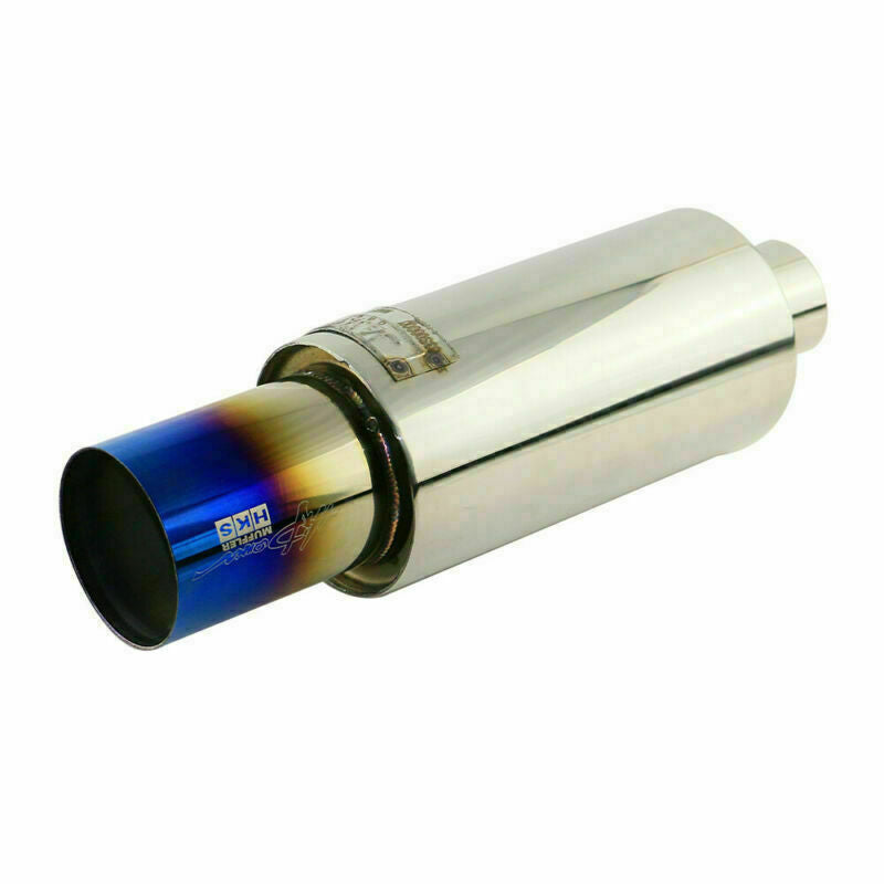 2 Inlet 3 OD Rolled Straight Exhaust Muffler 4 Body Resonator HPJ Blue