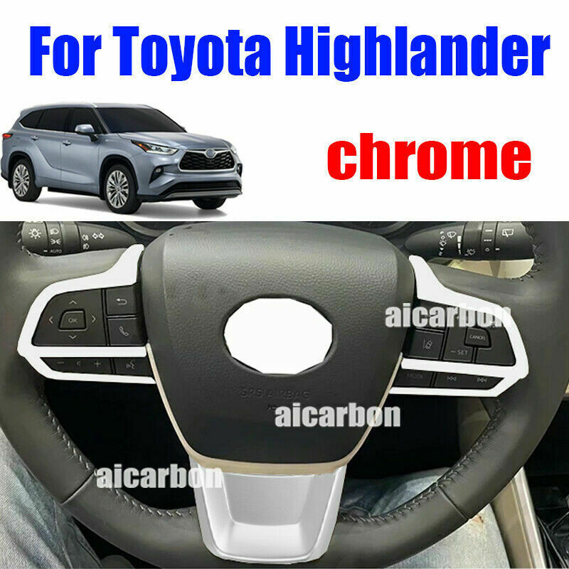 for Toyota Highlander 2020-2022 Silver Interior Steering Wheel Button Cover Trim