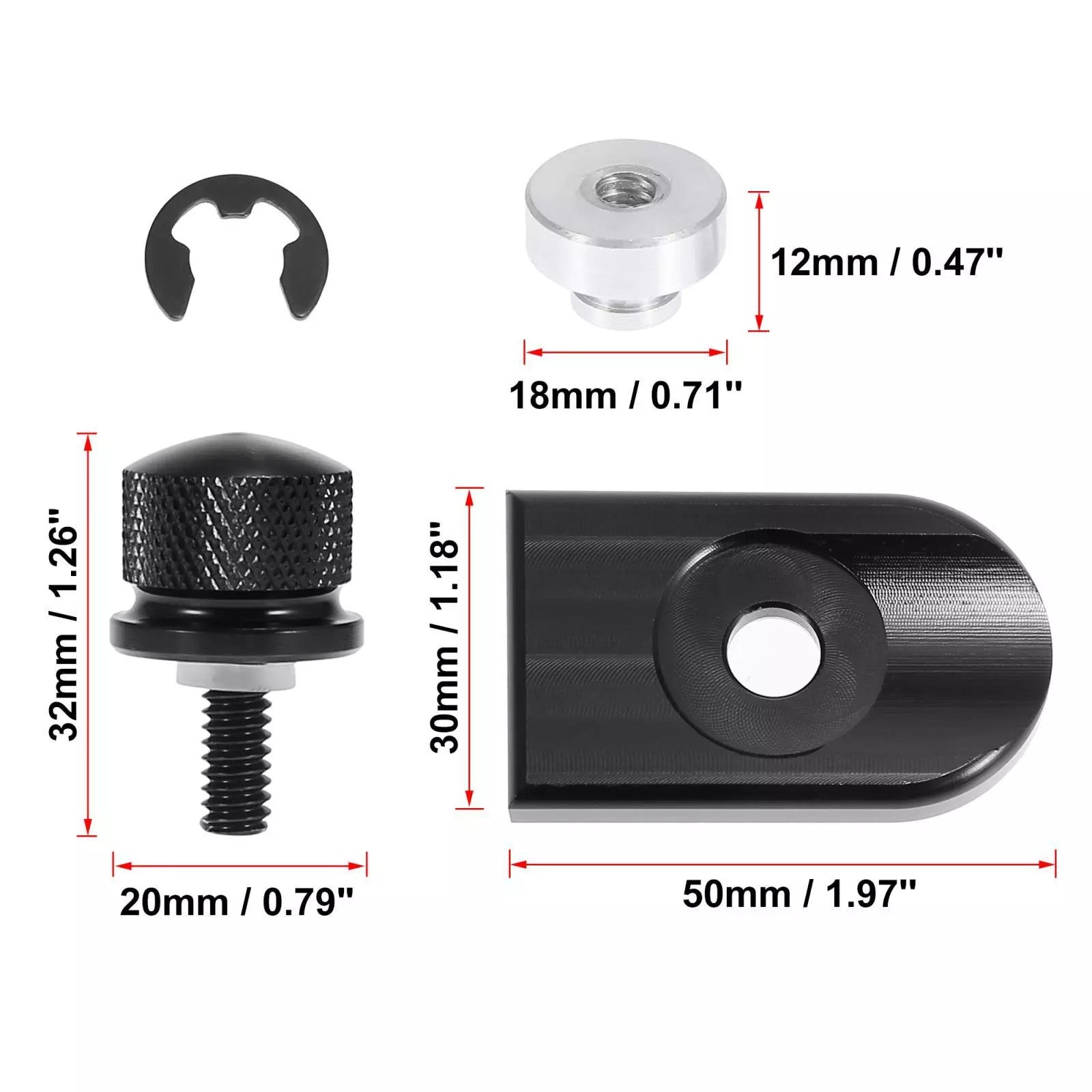 Rear for seat bolt screw clip sleeve nut installation for Harley Sportster Dyna Black 
