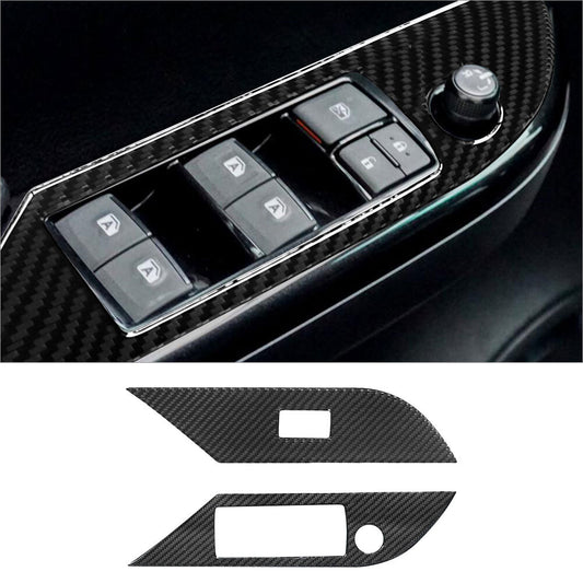 2Pcs Carbon Fiber Interior Front Door Control Cover Trim for Toyota Hilux Type B