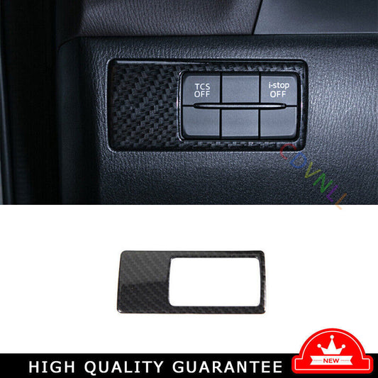 for Mazda 3 Axela 17-2018 ABS Carbon Fiber Headlight Button Frame Cover Trim 1X
