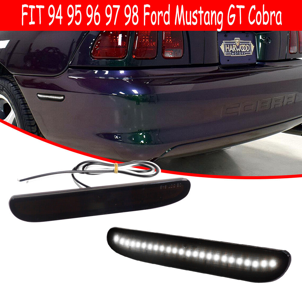 2 Pack/Set Black White Rear Side Marker Lights For 94 95 96 97 98 for Mustang - v
