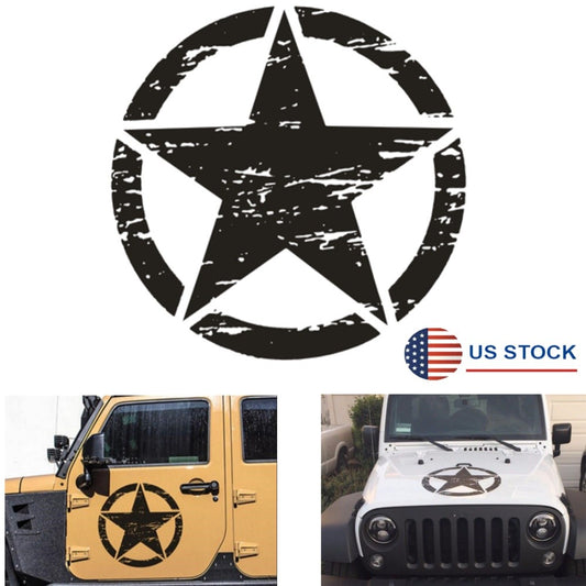 Sticker Matt Distressed Army Military Star Hood Decal for Jeep for Wrangler etc New Q