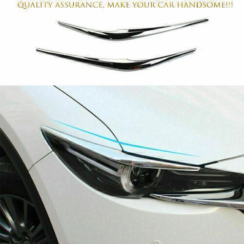 for Mazda CX-5 2017-21 ABS Chrome Front Headlight Eyebrow Eyelid Strip Trim 2PCS