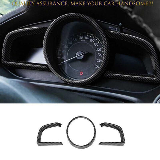 for Mazda 3 Axela 17-2018 Carbon Fiber Look Dash Speedometer Odometer Ring Trim