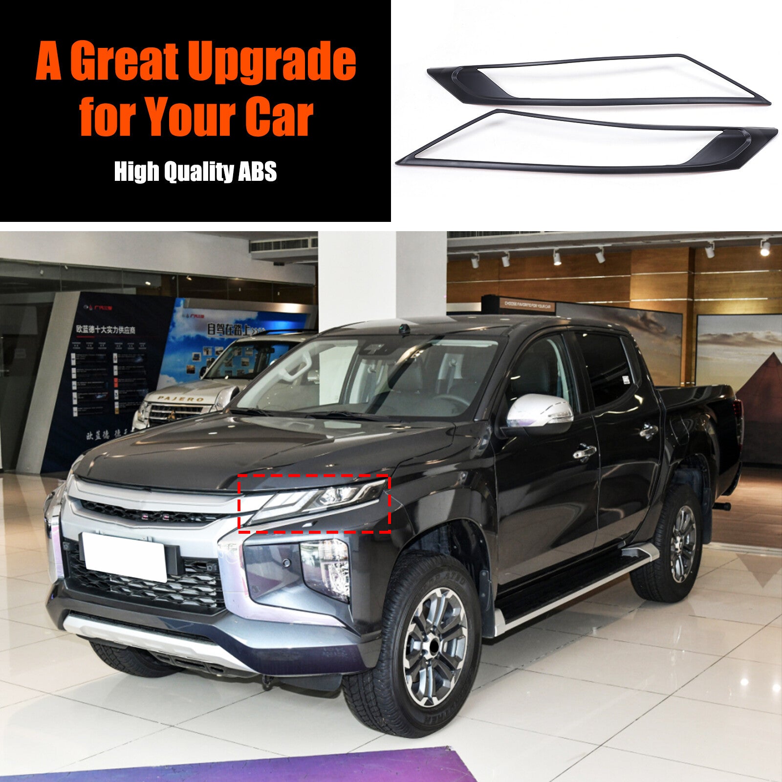 Matte black headlight cover for L200 Triton MR 2019 - 2023 n