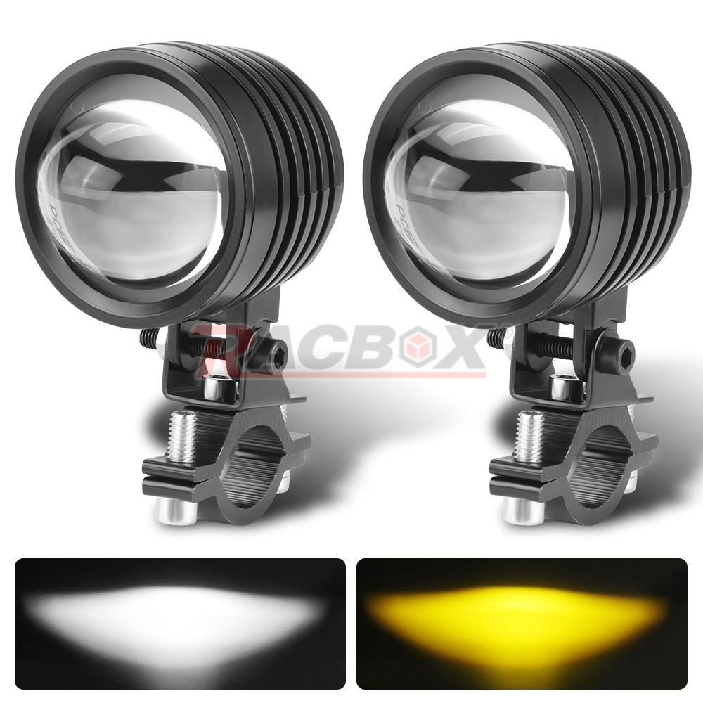 2X Motorcycle ATV Headlight Yellow/White LED Spot Light Driving Fog Lamp Offroad