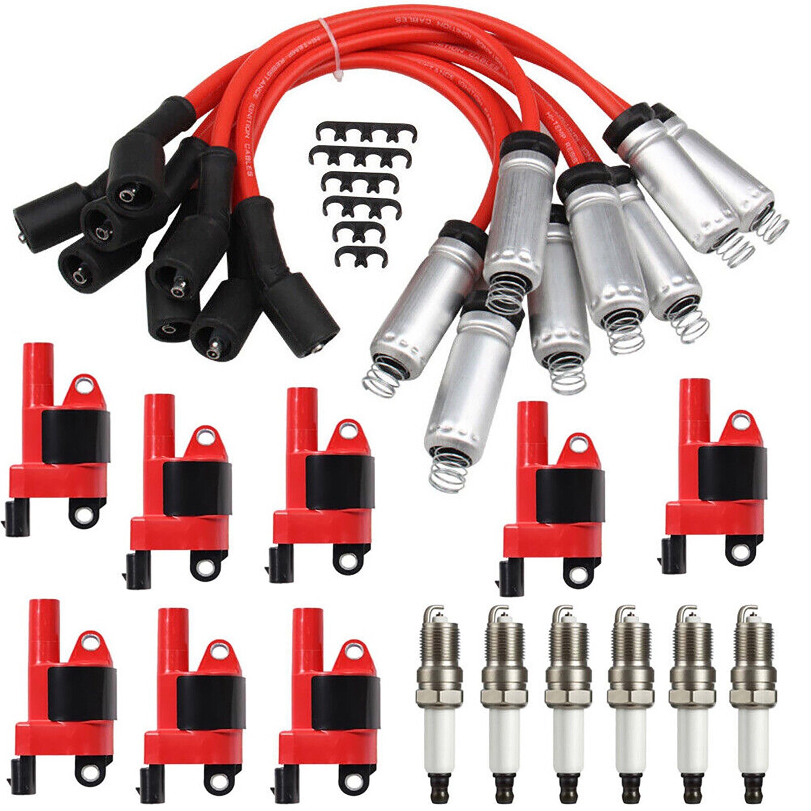 8PCS Ignition Coil+Spark Plug+Wire Accessories for Chevy Suburban 1500 2007-2012