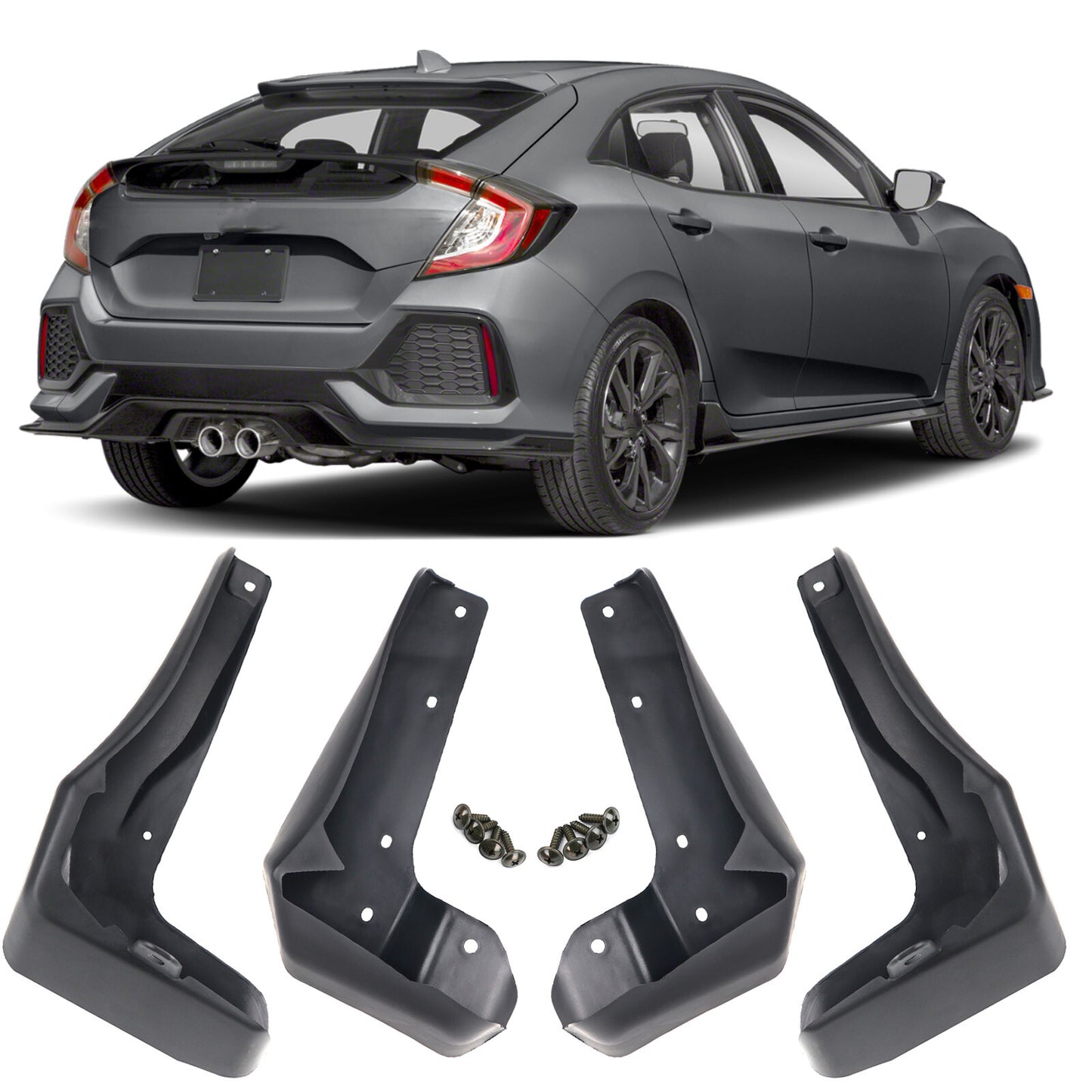 4pc Mud Flaps Splash Guards Mudguards for Honda for Civic Hatchback Hatch 2017-2021 Q