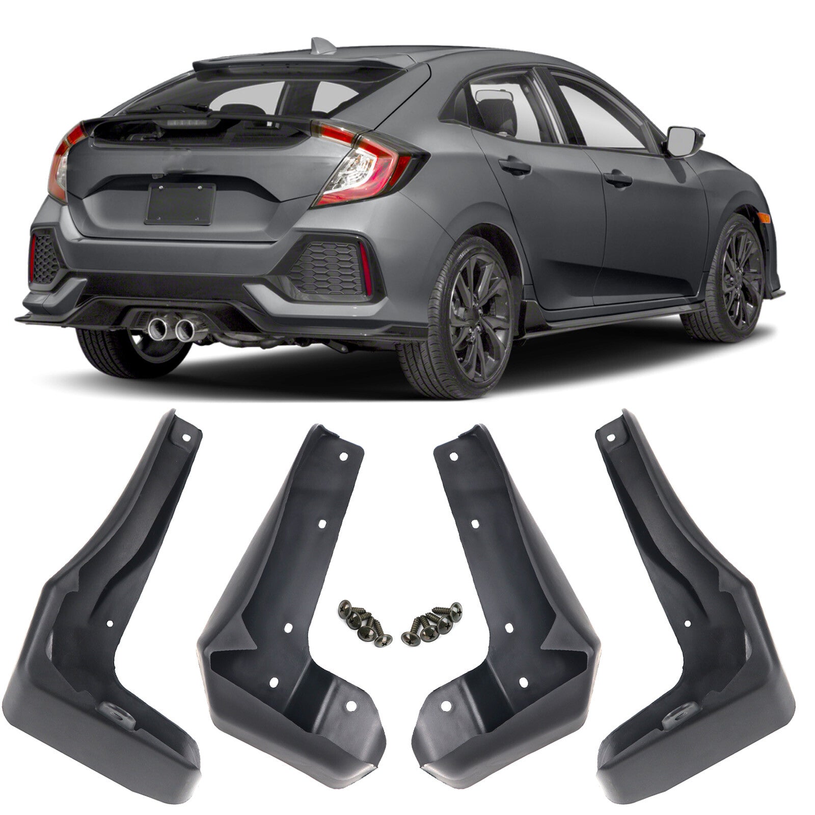 4pc Mud Flaps Splash Guards Mudguards for Honda for Civic Hatchback Hatch 2017-2021 Q