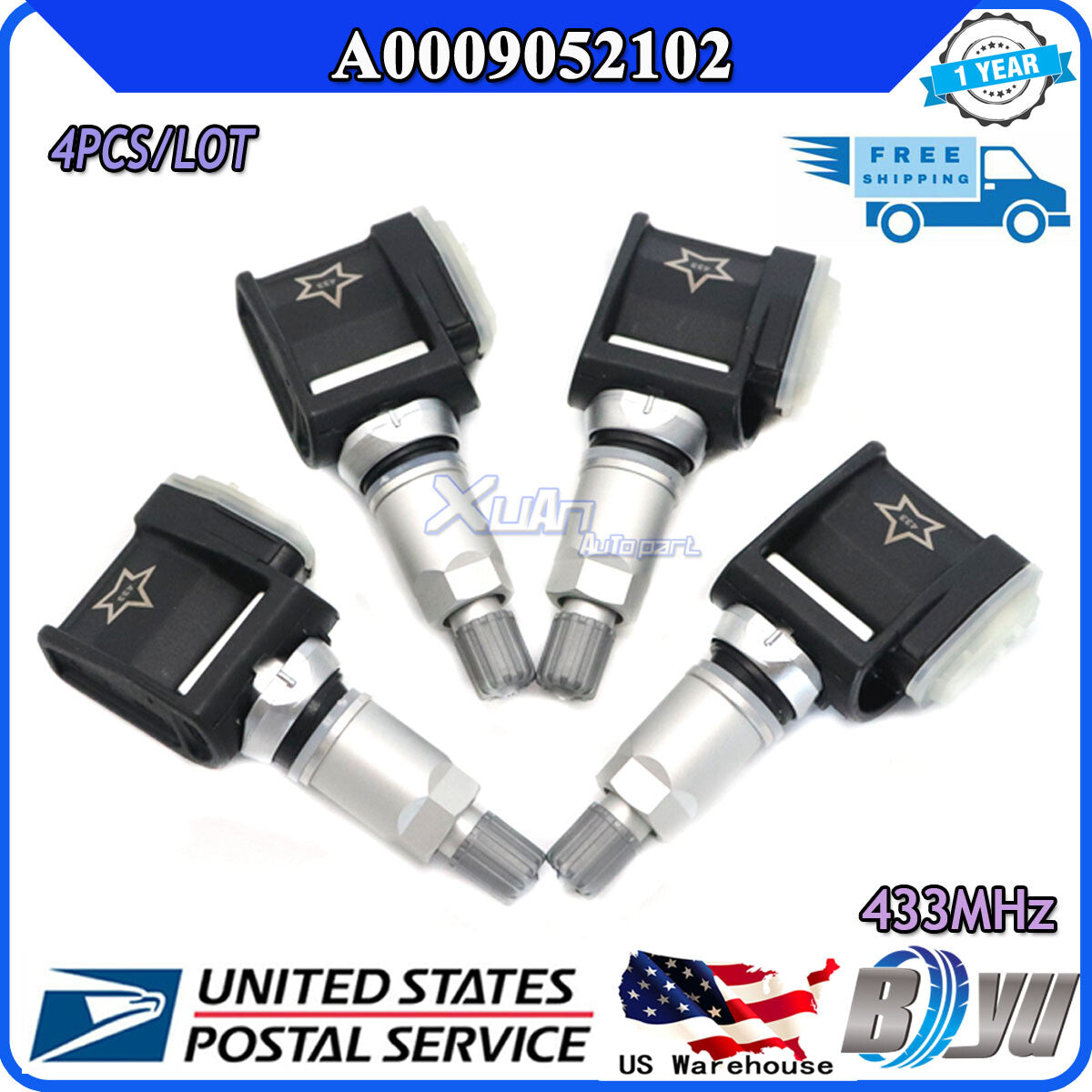 4x A0009052102 Tire Pressure Sensor (TPMS) for Mercedes-Benz W213 E-Class CLS