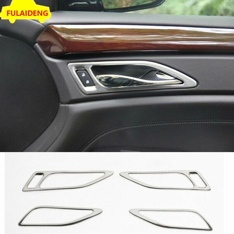 for Cadillac SRX 2010-2016 Interior Door Handle Bowl Frame Trims Matte Silver