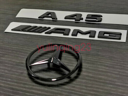 Gloss Black A45 AMG with Rear Star Replacement Pack Badge Sticker W176 Grade A