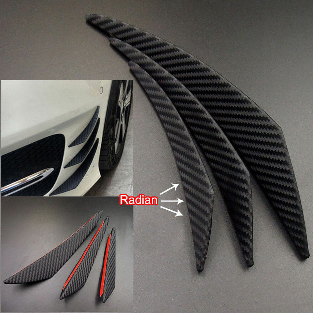 6-piece carbon fiber car front bumper canard diffuser lip splitter accessory. Q
