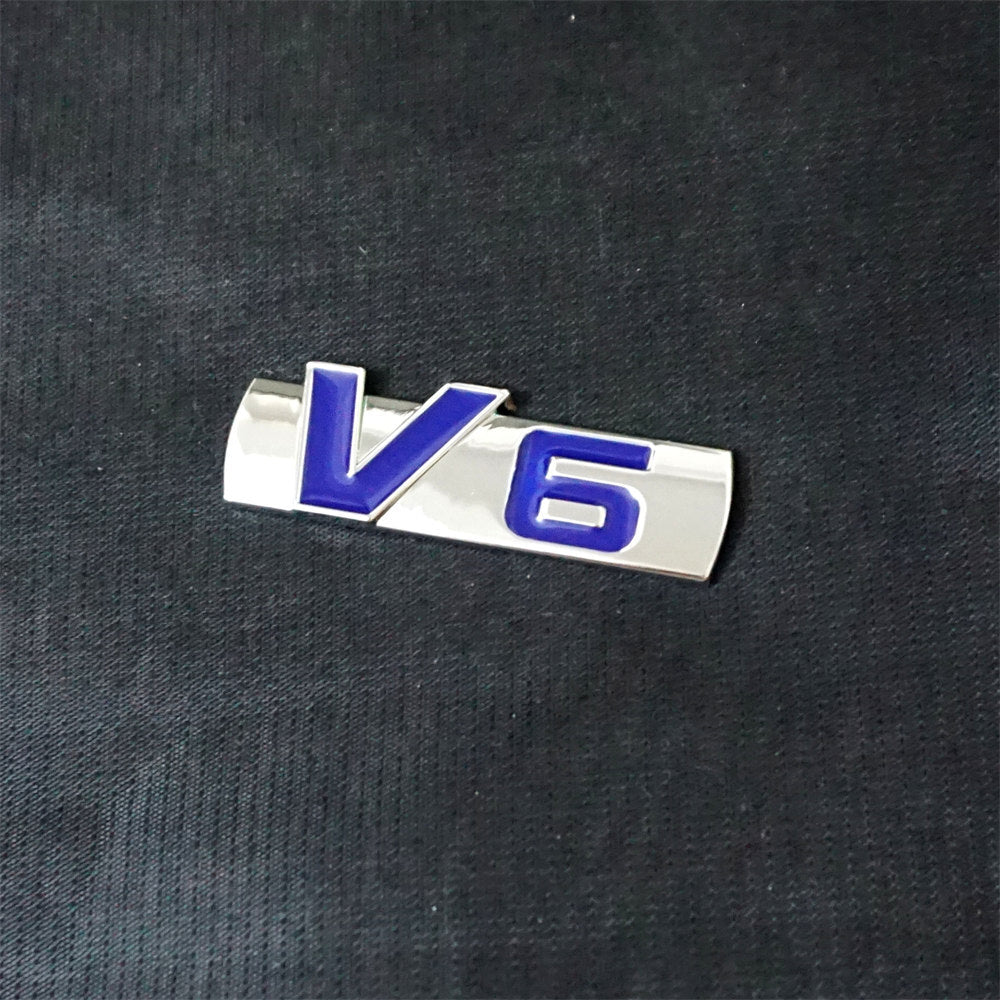 1x Silver Chrome Blue V6 Metal Emblem Decal Sticker Badge Car Fender AWD Limited Q